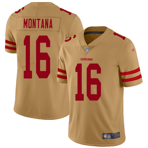 cheap hockey jerseys reddit 49ers #16 Joe Montana Gold Men ...