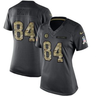 nfl game jerseys wholesale Women\'s Pittsburgh Steelers #84 Antonio Brown Black Stitched Limited 2016 Salute to Service Jersey nfl game day jersey